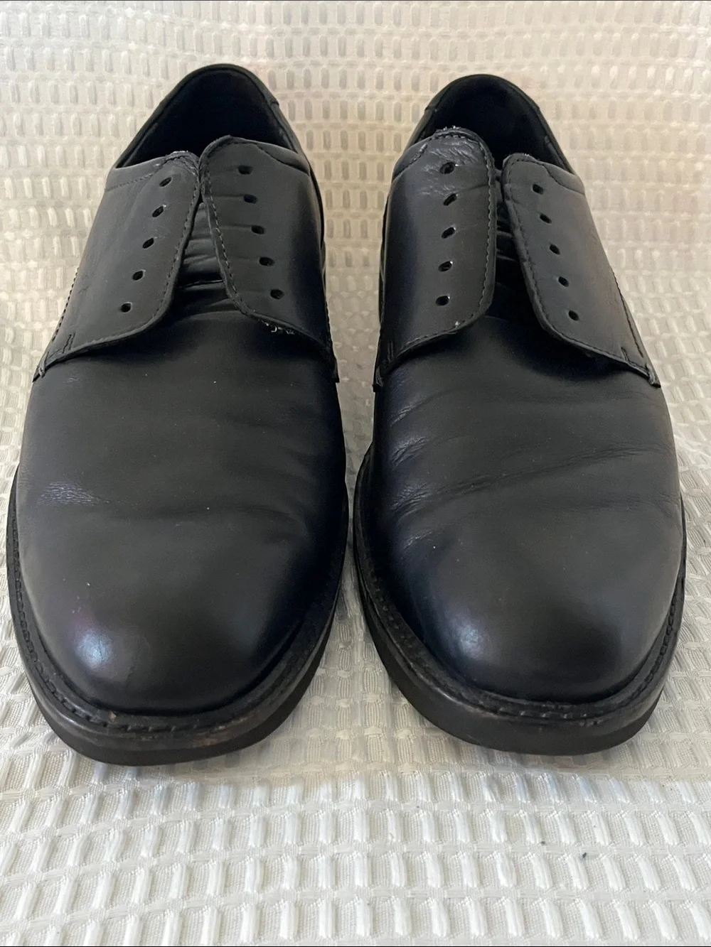 ECCO Black Leather Oxford Dress Shoes EU 45 US 11-11.5 Comfort Slip On Lace Up